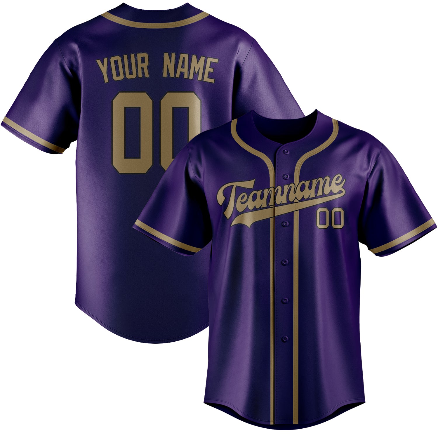 Custom Purple Light Khaki Baseball Jersey