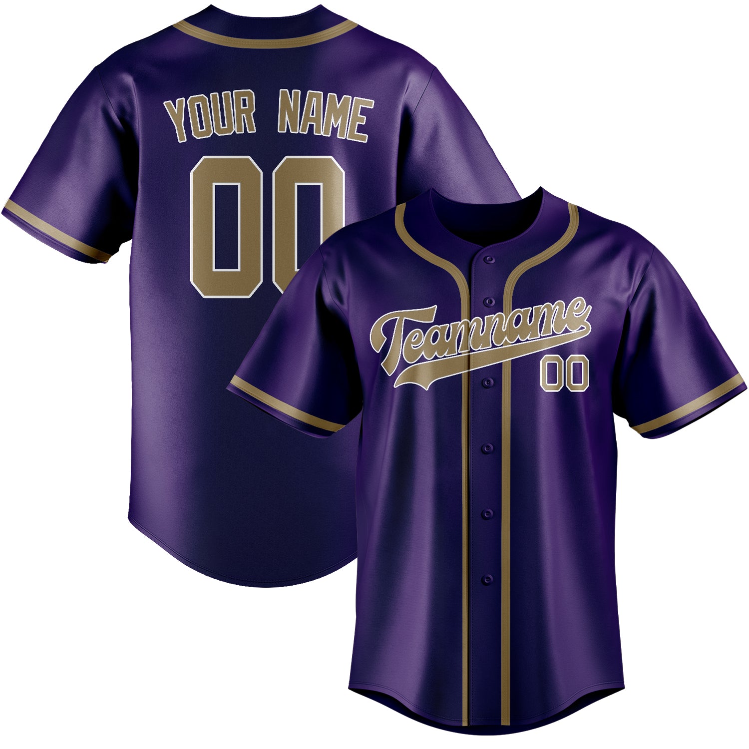 Custom Purple Light Khaki Baseball Jersey