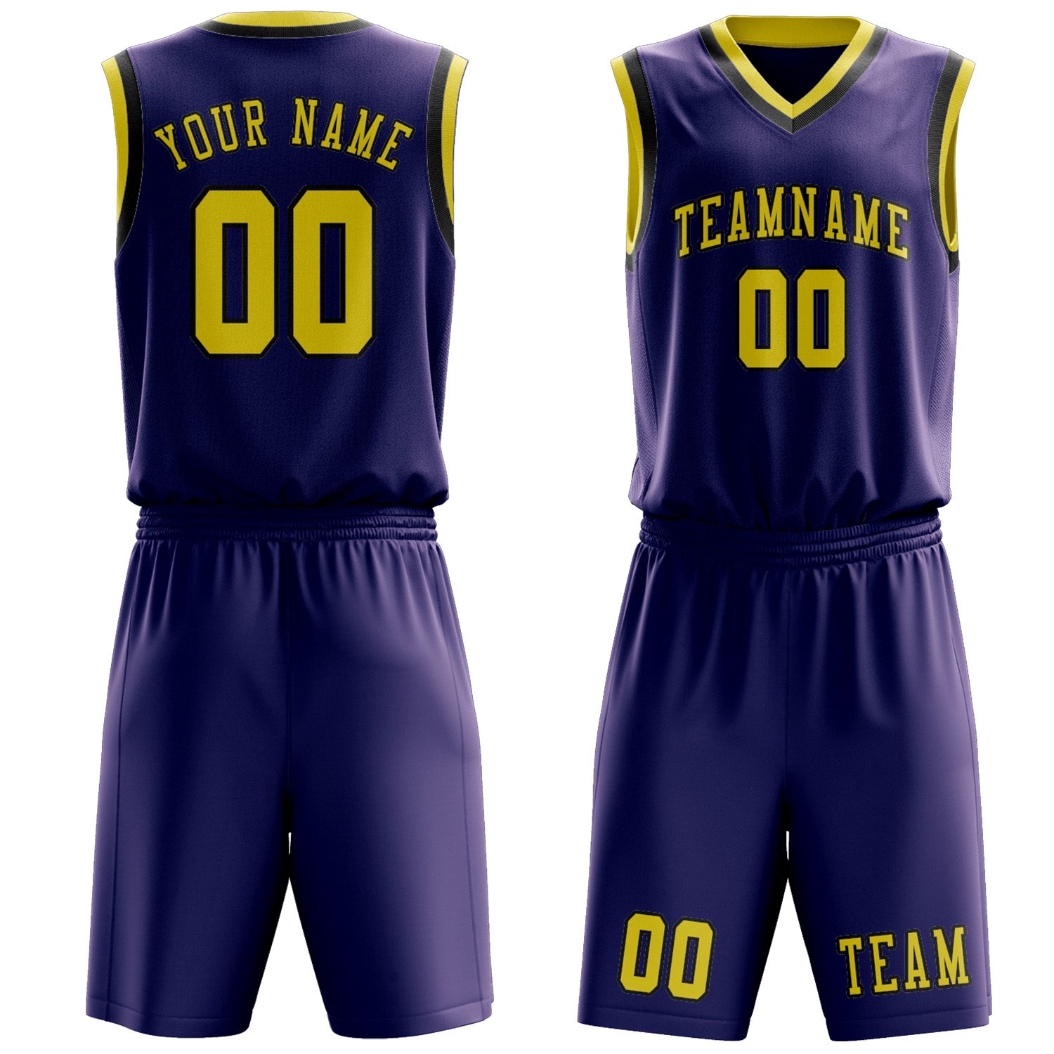 Custom Purple Light Yellow Basketball Set