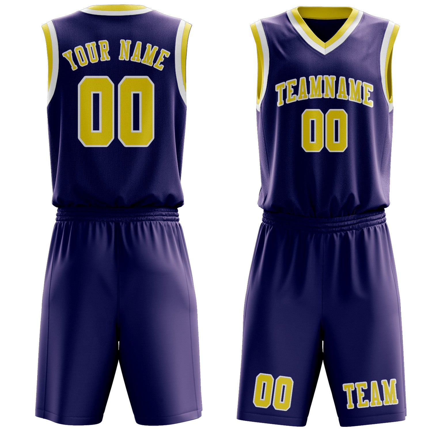 Custom Purple Light Yellow Basketball Set