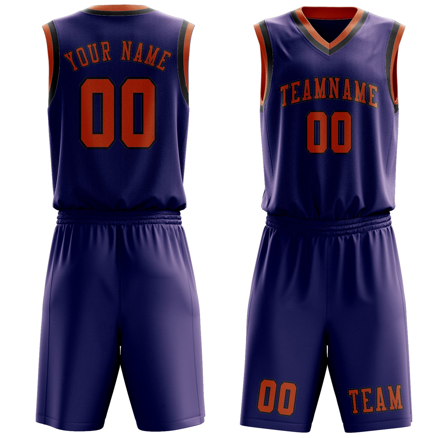 Custom Purple Orange Basketball Set
