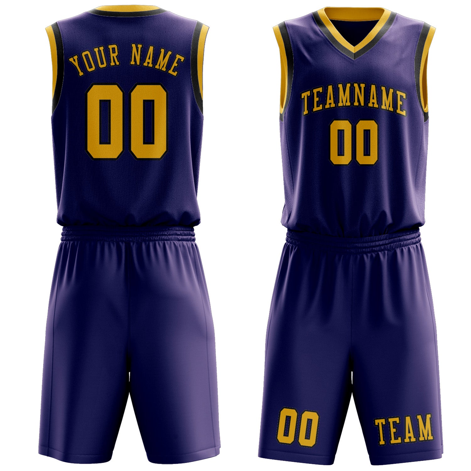 Custom Purple Gold Basketball Set