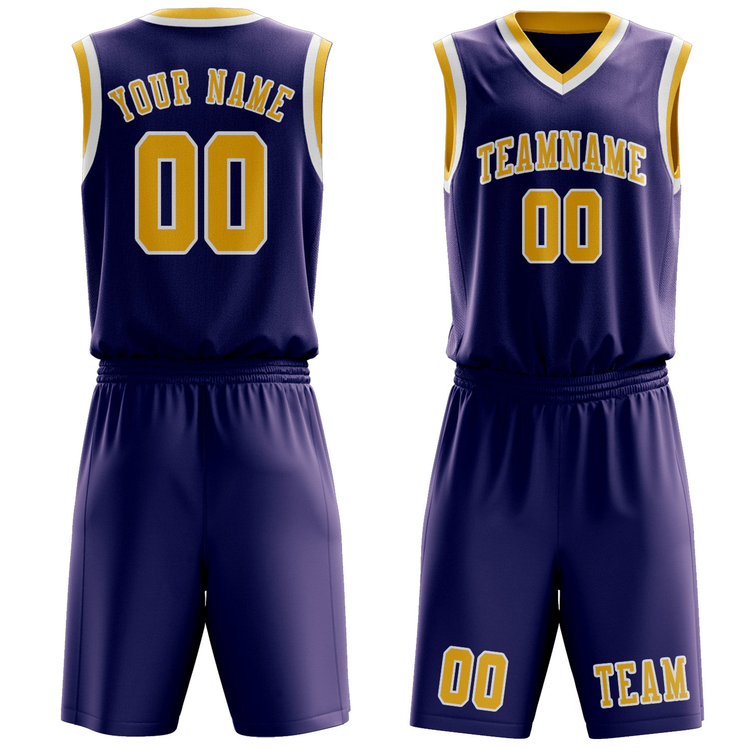 Custom Purple Gold Basketball Set