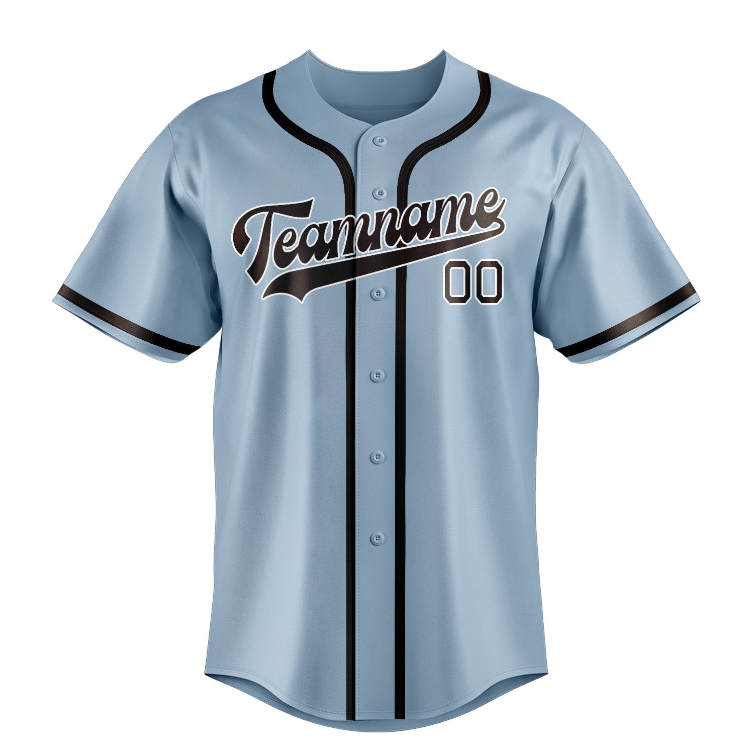 Custom Light Blue Brown Baseball Jersey