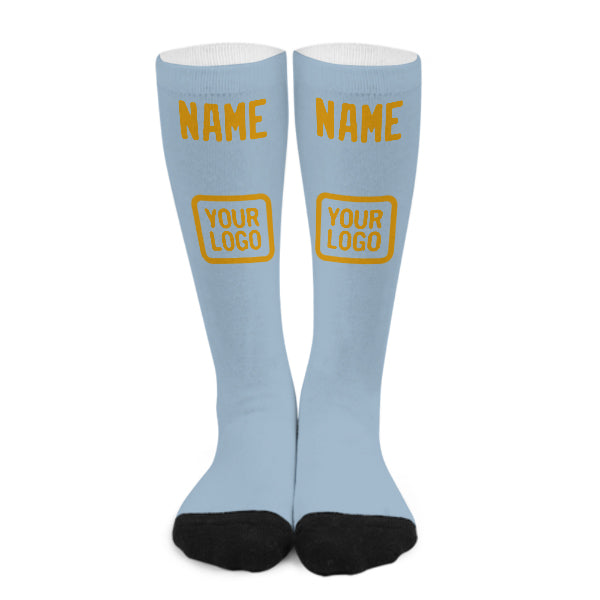 Custom Light Blue Yellow Knee-High Sock