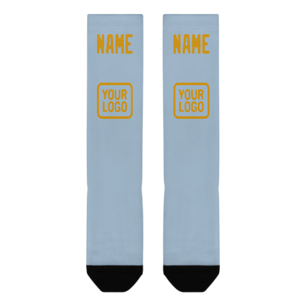 Custom Light Blue Yellow Knee-High Sock
