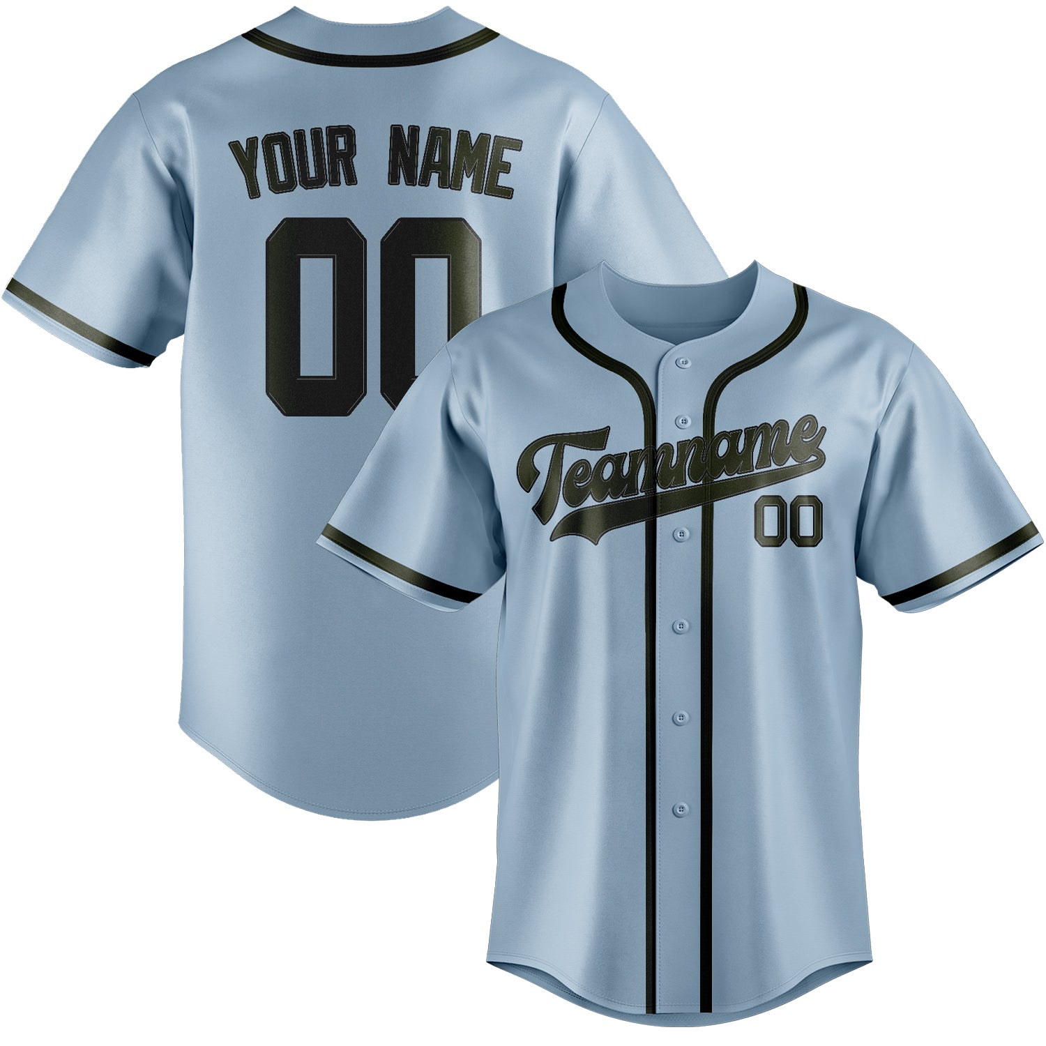 Custom Light Blue Olive Baseball Jersey