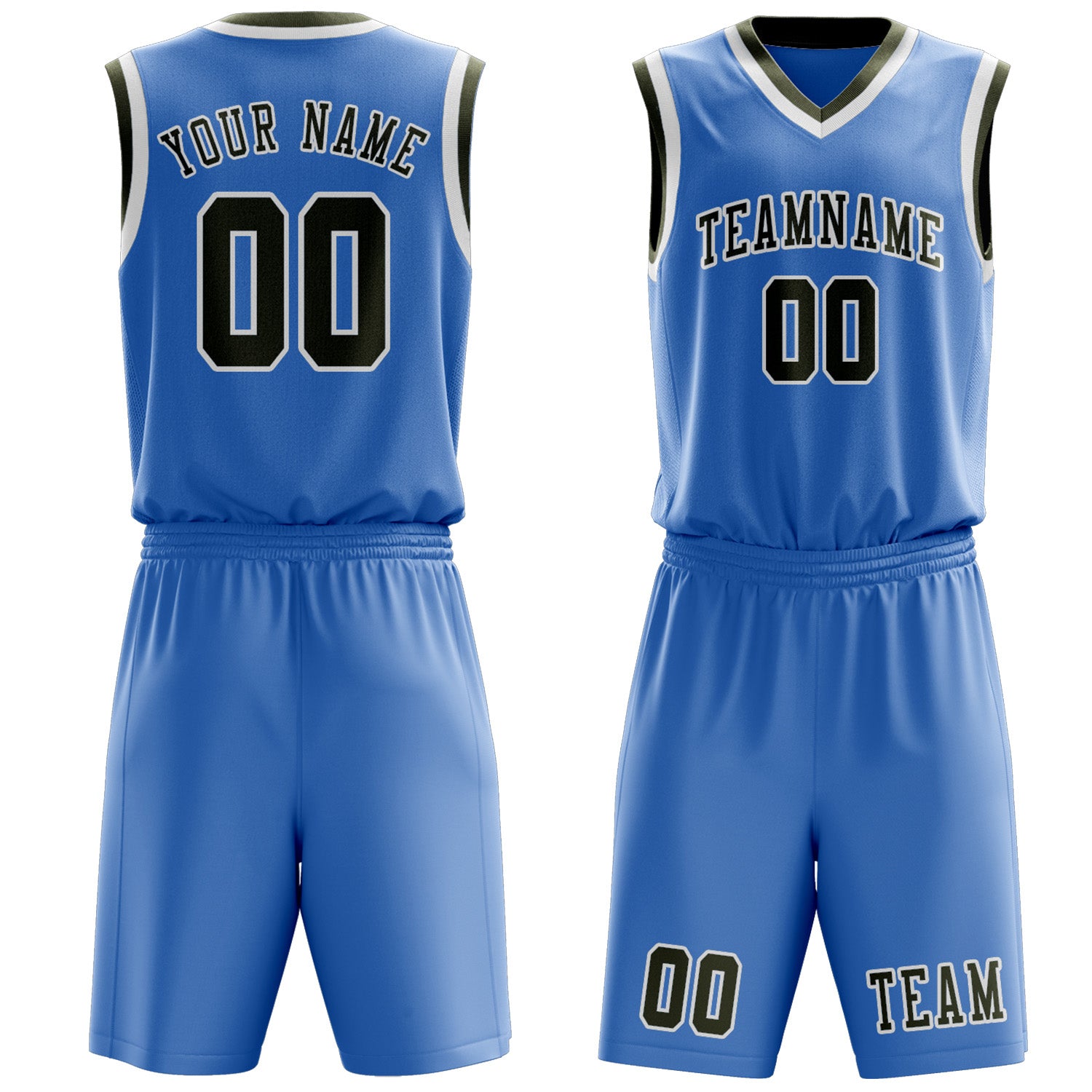 Custom Light Blue Olive Basketball Set