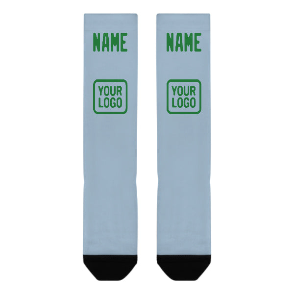 Custom Light Blue Emerald Green Knee-High Sock