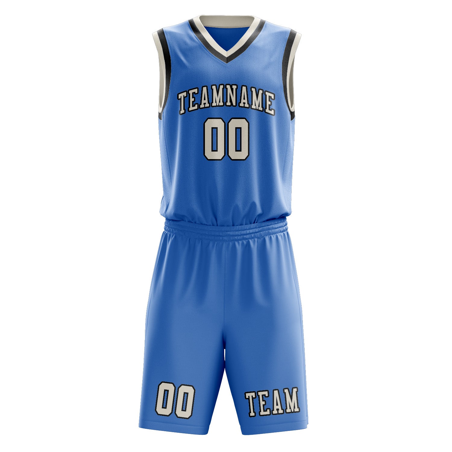 Custom Light Blue Cream Basketball Set