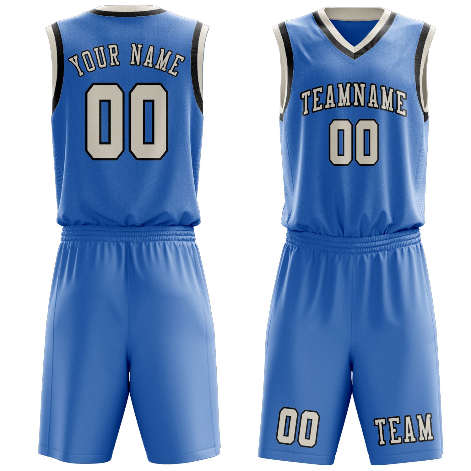 Custom Light Blue Cream Basketball Set