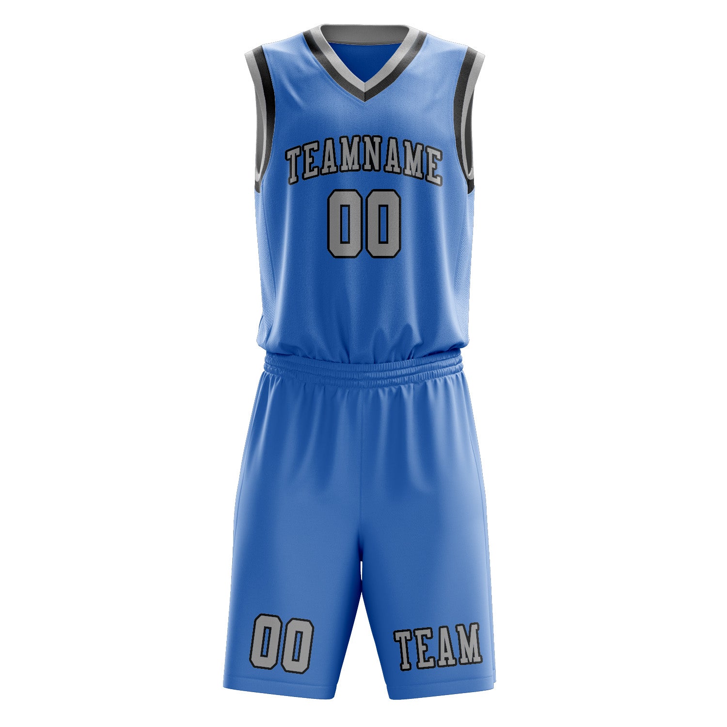 Custom Light Blue Gray Basketball Set