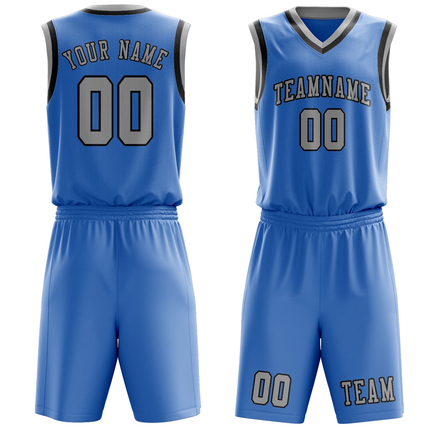 Custom Light Blue Gray Basketball Set