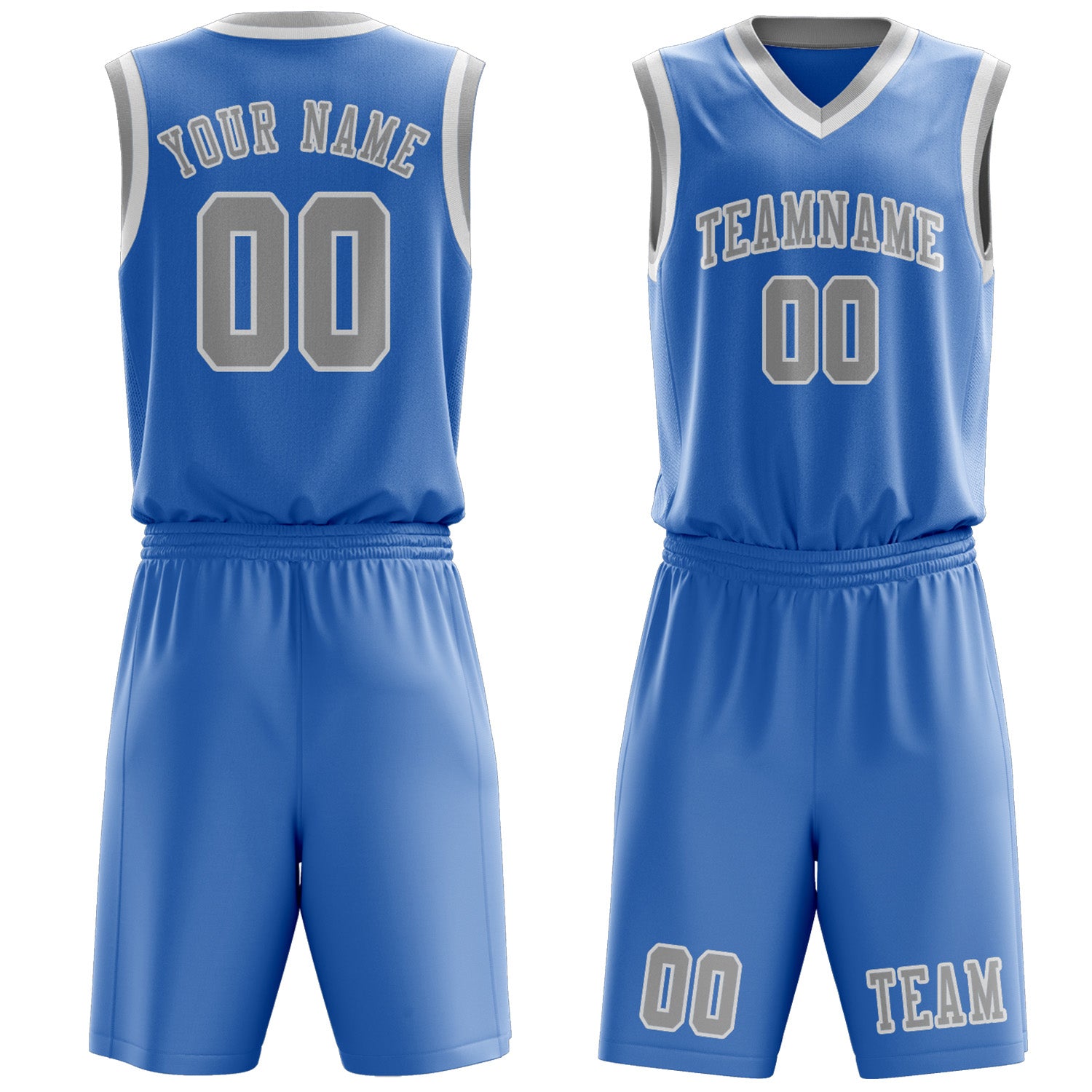 Custom Light Blue Gray Basketball Set