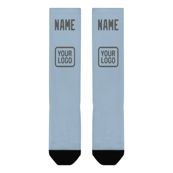 Custom Light Blue Dark Grey Knee-High Sock