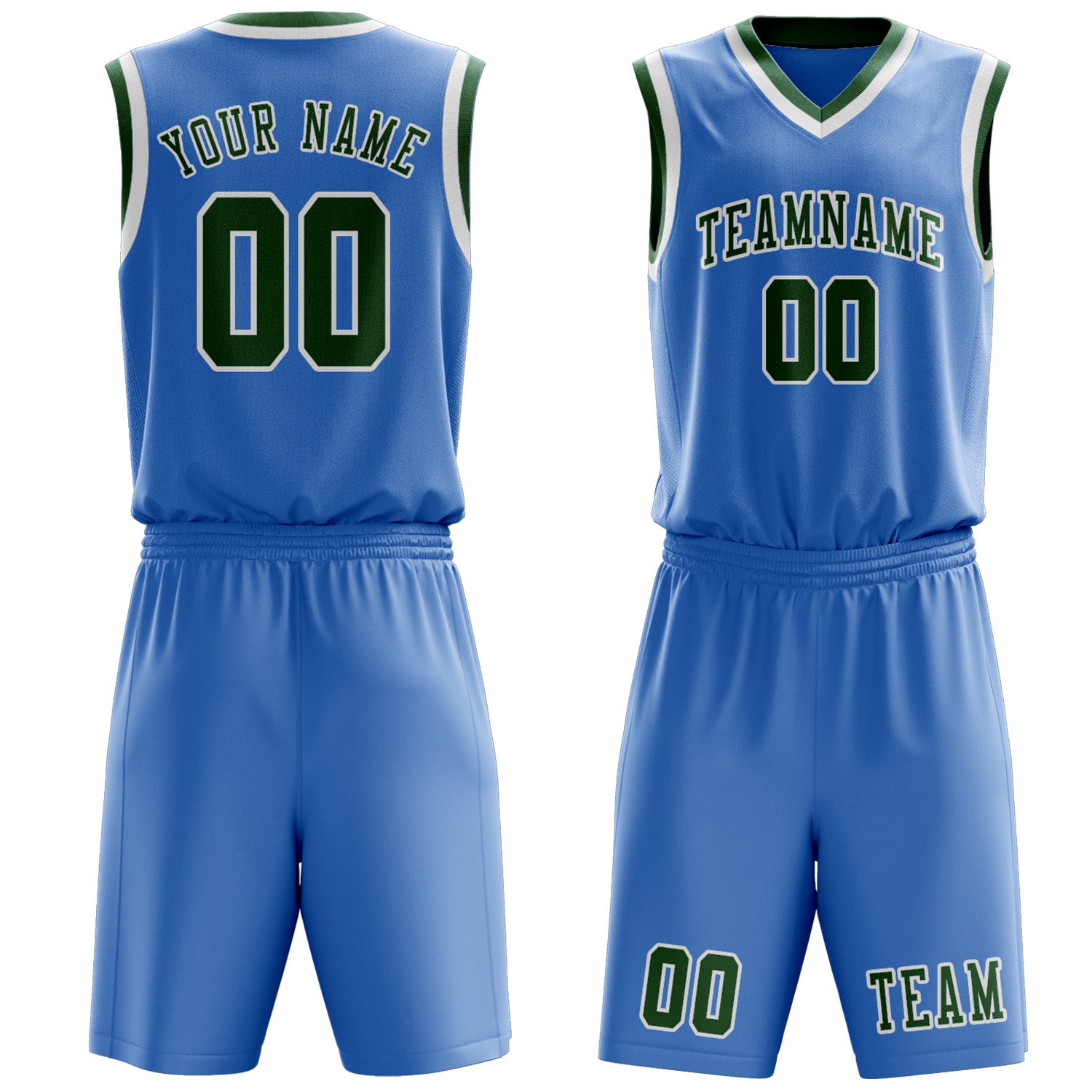 Custom Light Blue Green Basketball Set