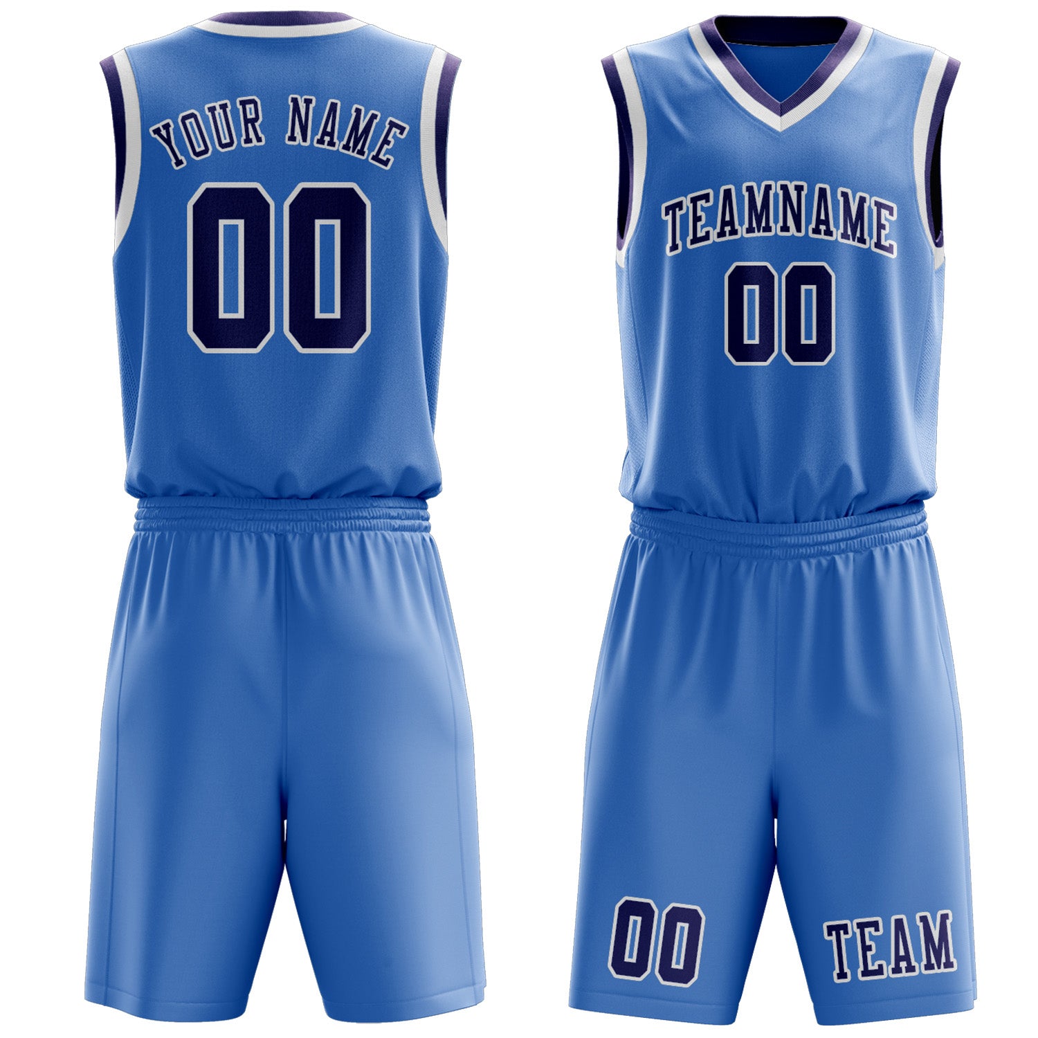 Custom Light Blue Purple Basketball Set