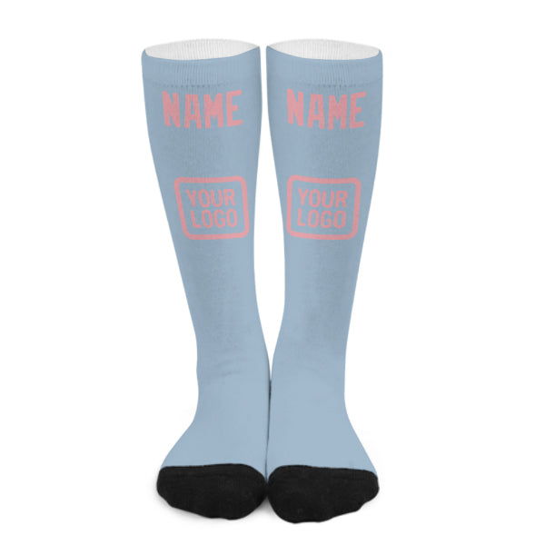 Custom Light Blue Light Pink Knee-High Sock