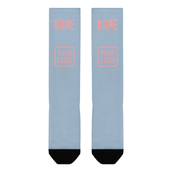 Custom Light Blue Light Pink Knee-High Sock