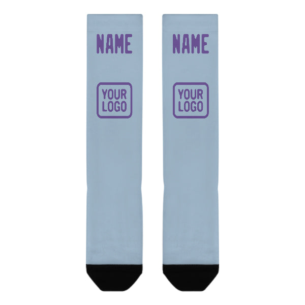 Custom Light Blue Light Purple Knee-High Sock