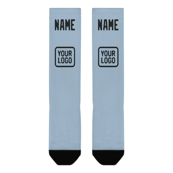 Custom Light Blue Black Knee-High Sock