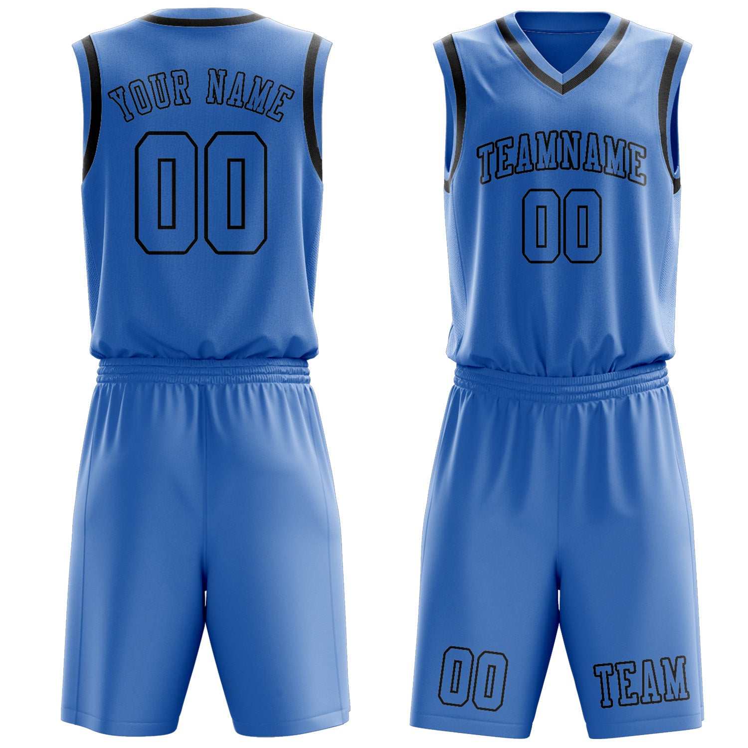 Custom Light Blue Light Blue Basketball Set