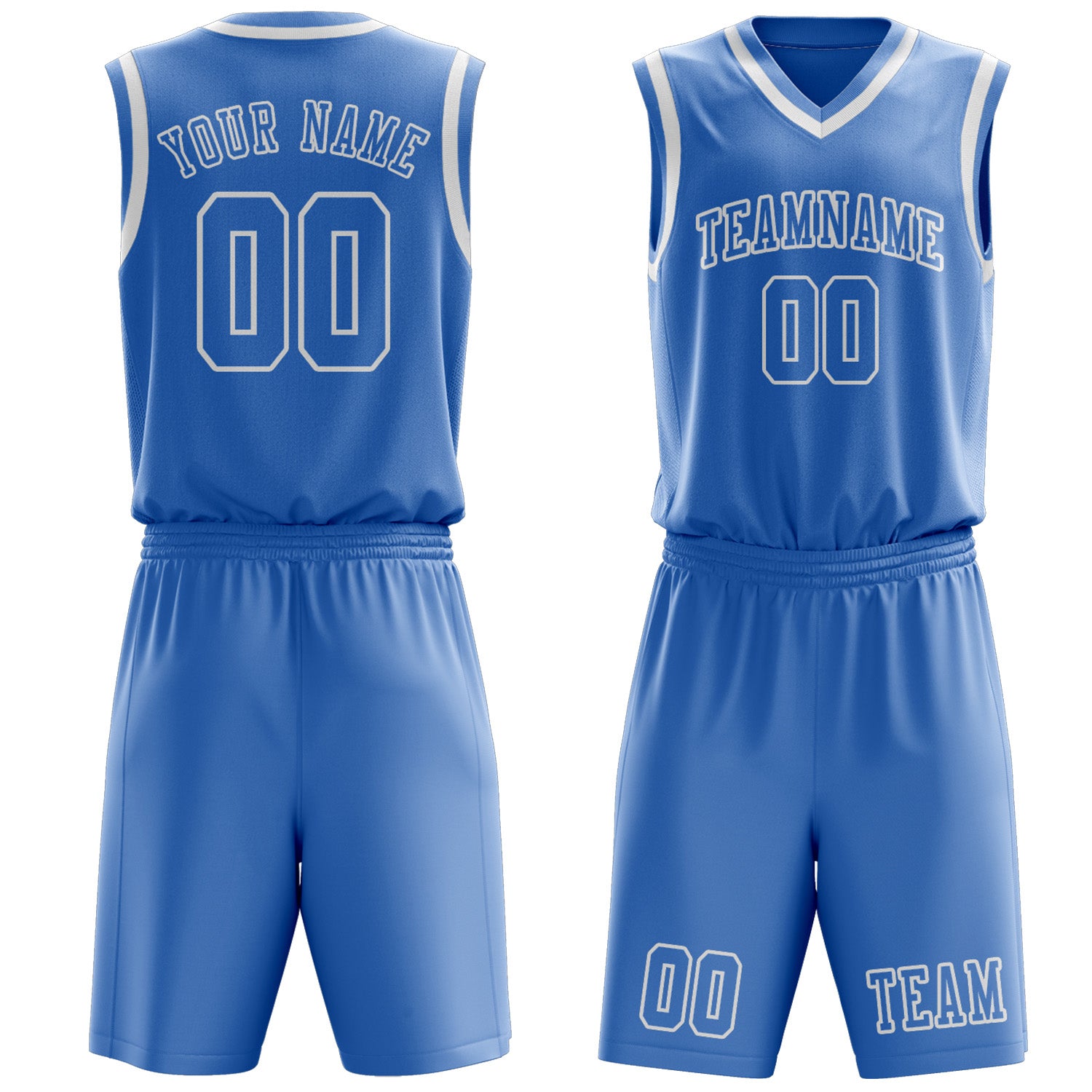 Custom Light Blue Light Blue Basketball Set