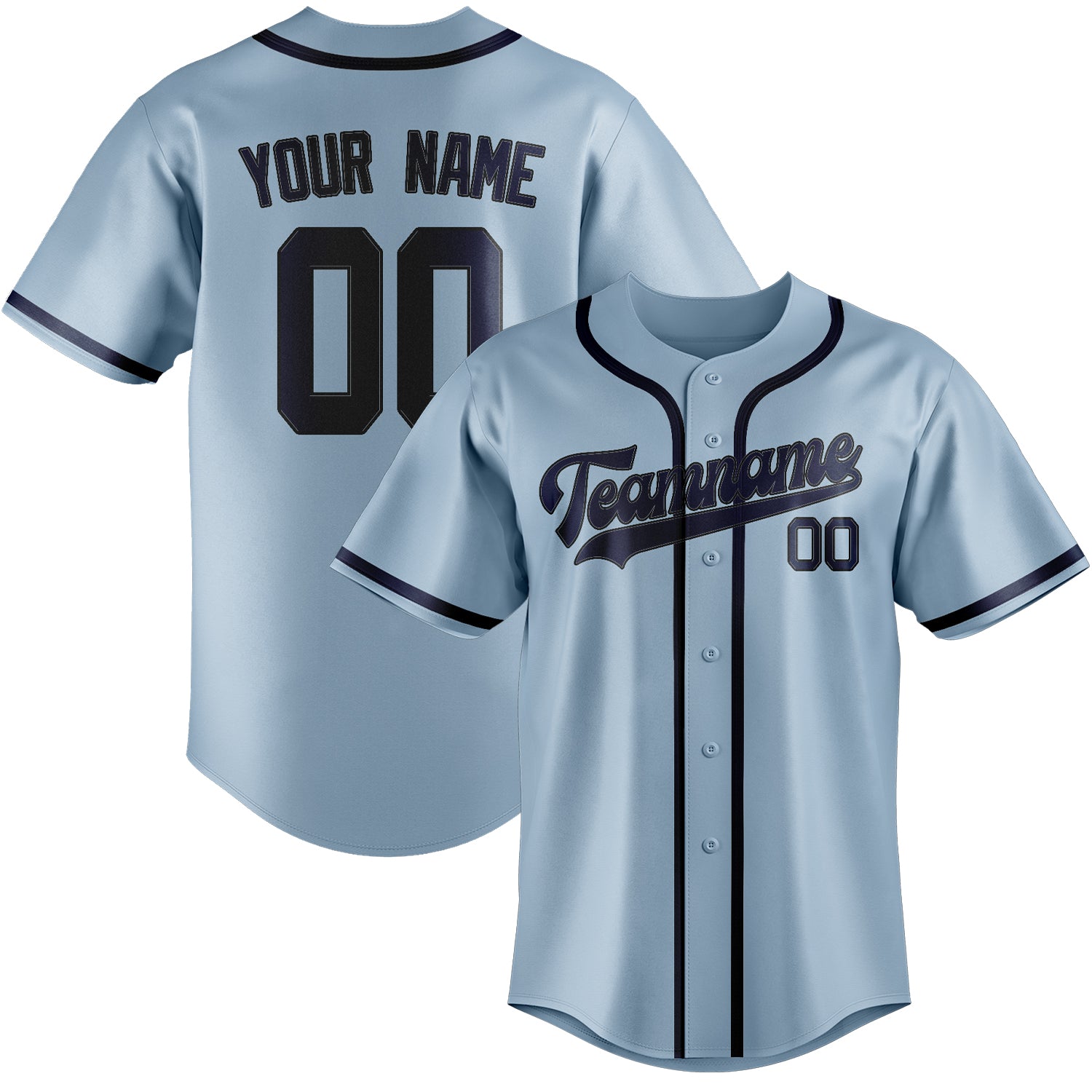Custom Light Blue Blue Baseball Jersey