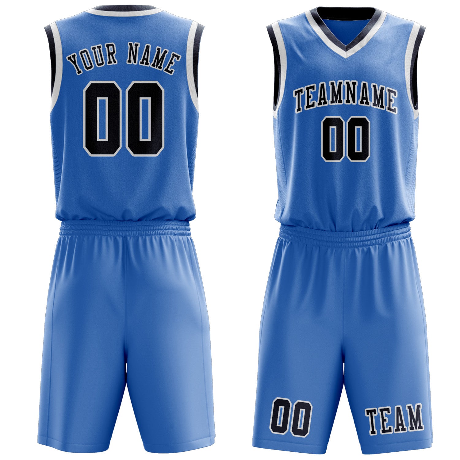 Custom Light Blue Blue Basketball Set