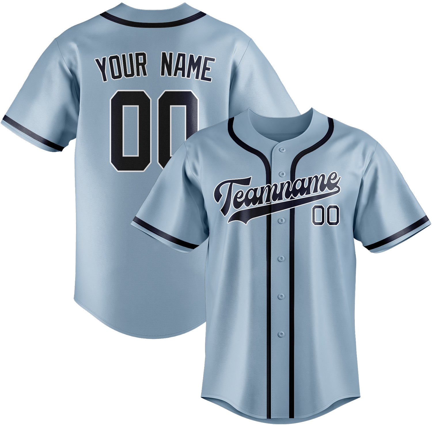 Custom Light Blue Navy Baseball Jersey