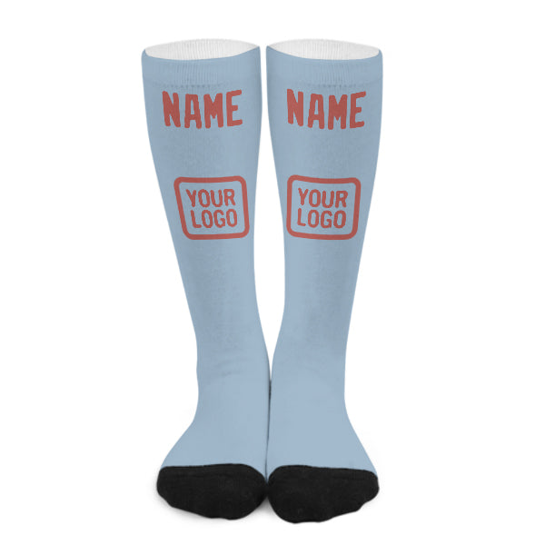 Custom Light Blue Copper Rose Knee-High Sock