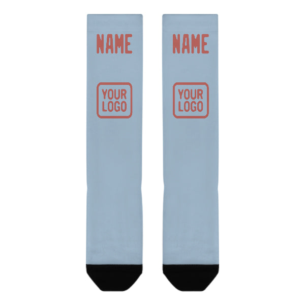 Custom Light Blue Copper Rose Knee-High Sock
