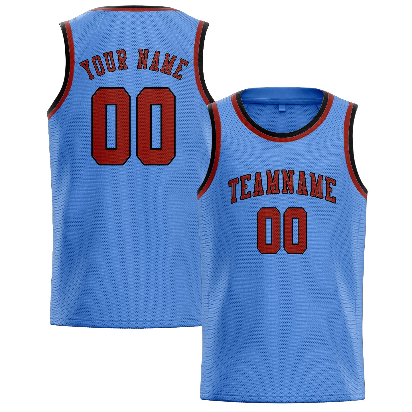 Custom Light Blue Coral Red Basketball Jersey