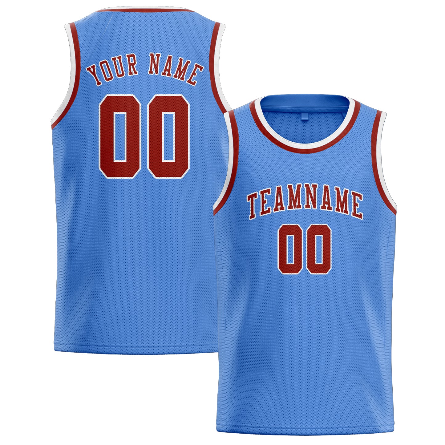 Custom Light Blue Coral Red Basketball Jersey