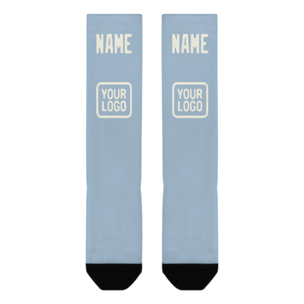Custom Light Blue Cream Knee-High Sock