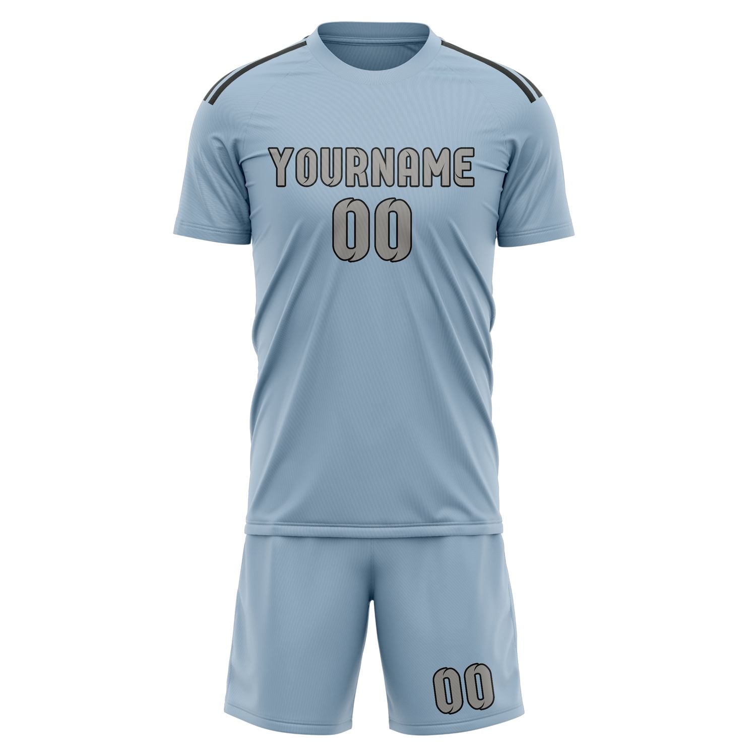 Custom Light Blue Gray Soccer Set