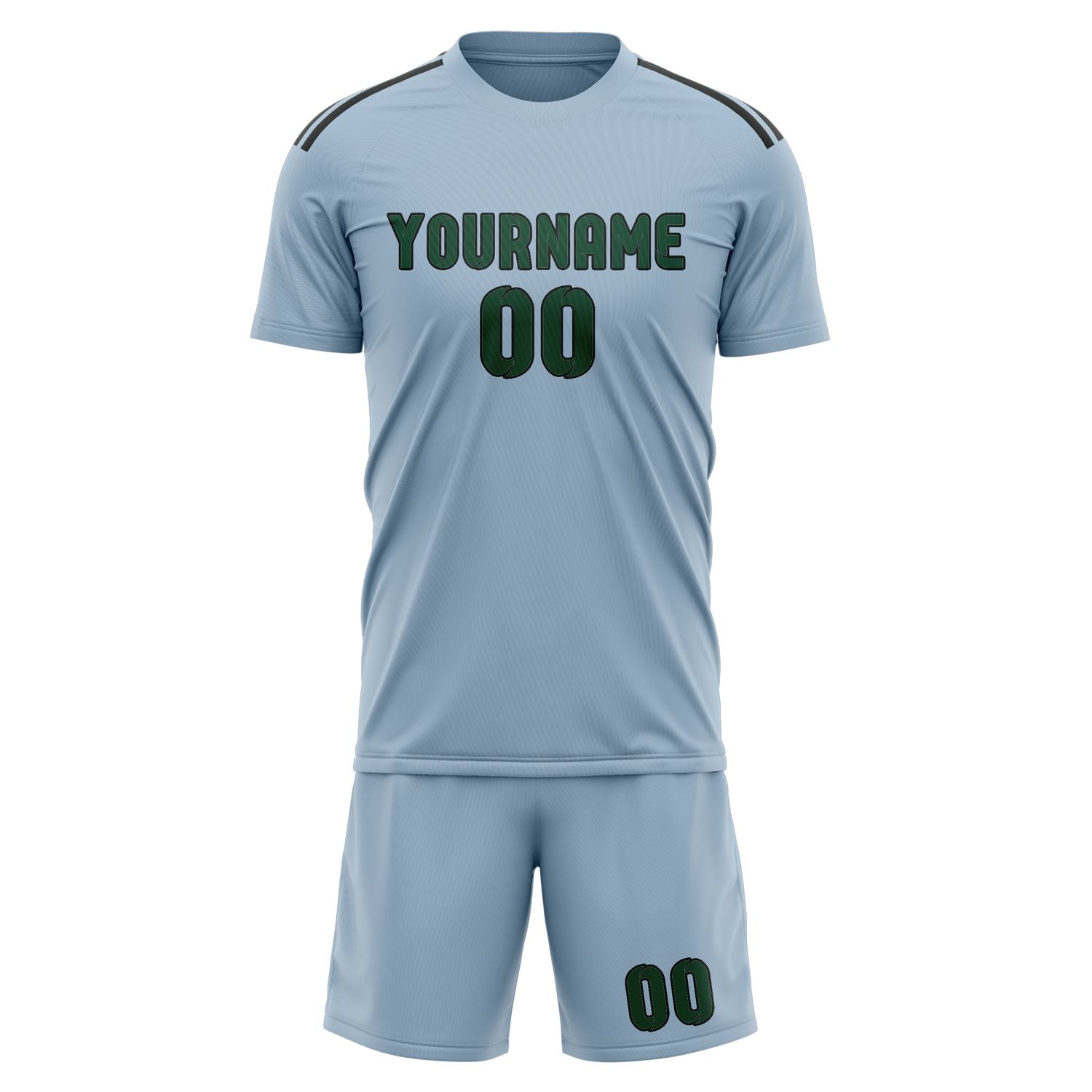 Custom Light Blue Green Soccer Set