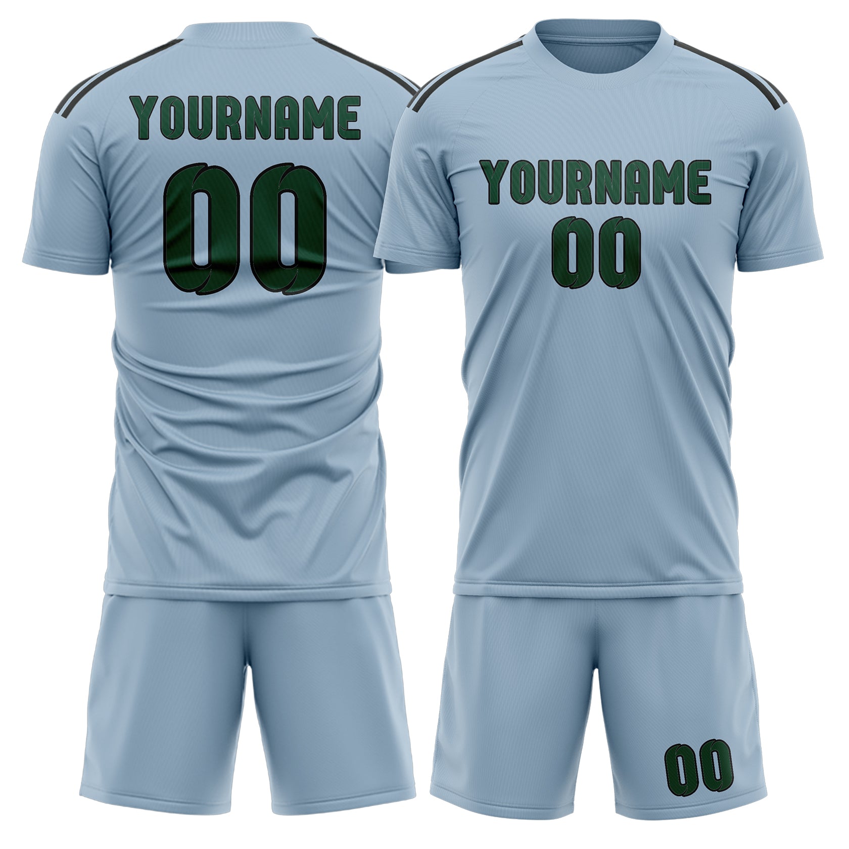 Custom Light Blue Green Soccer Set