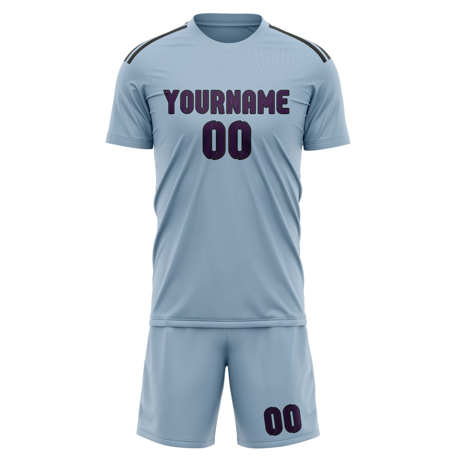 Custom Light Blue Purple Soccer Set