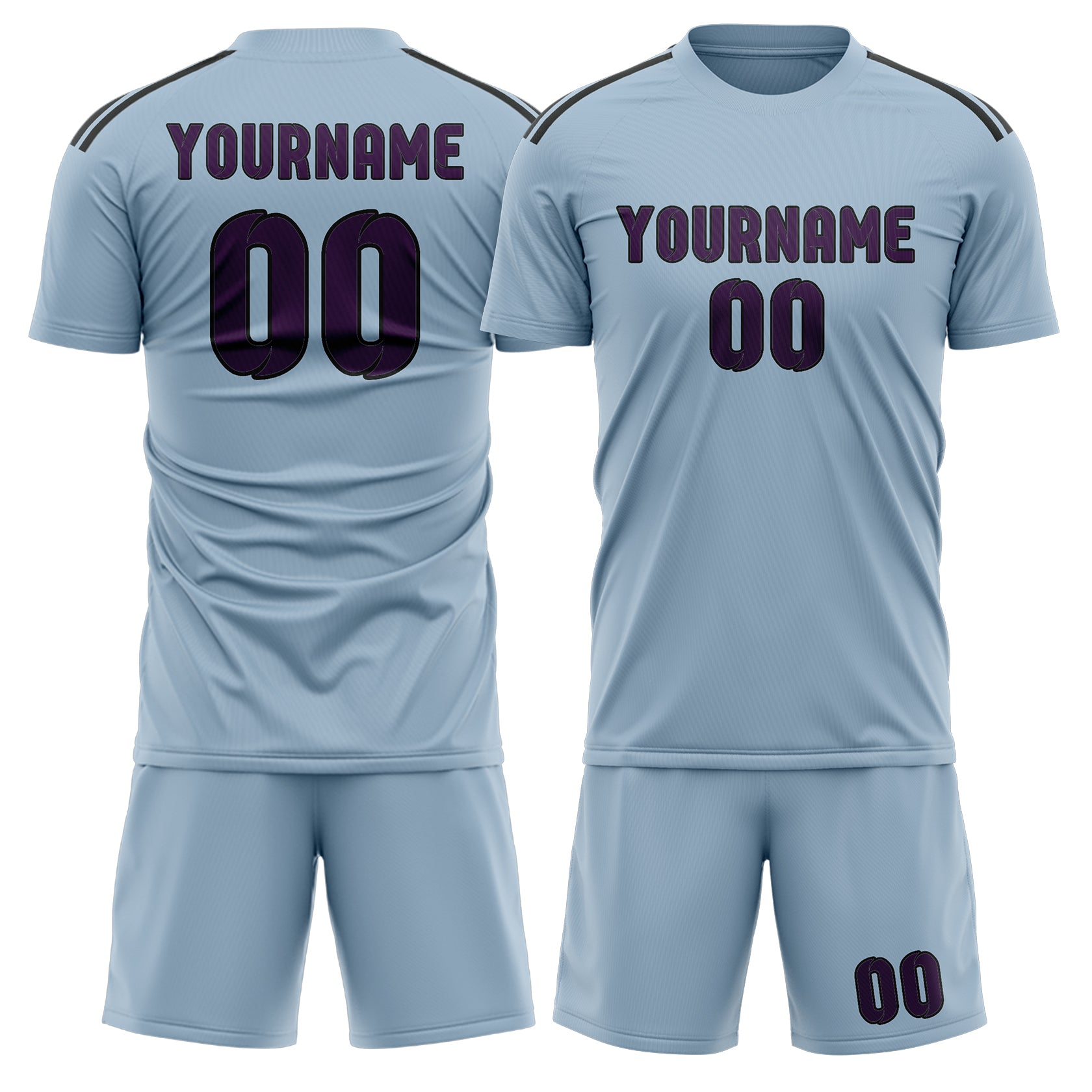 Custom Light Blue Purple Soccer Set