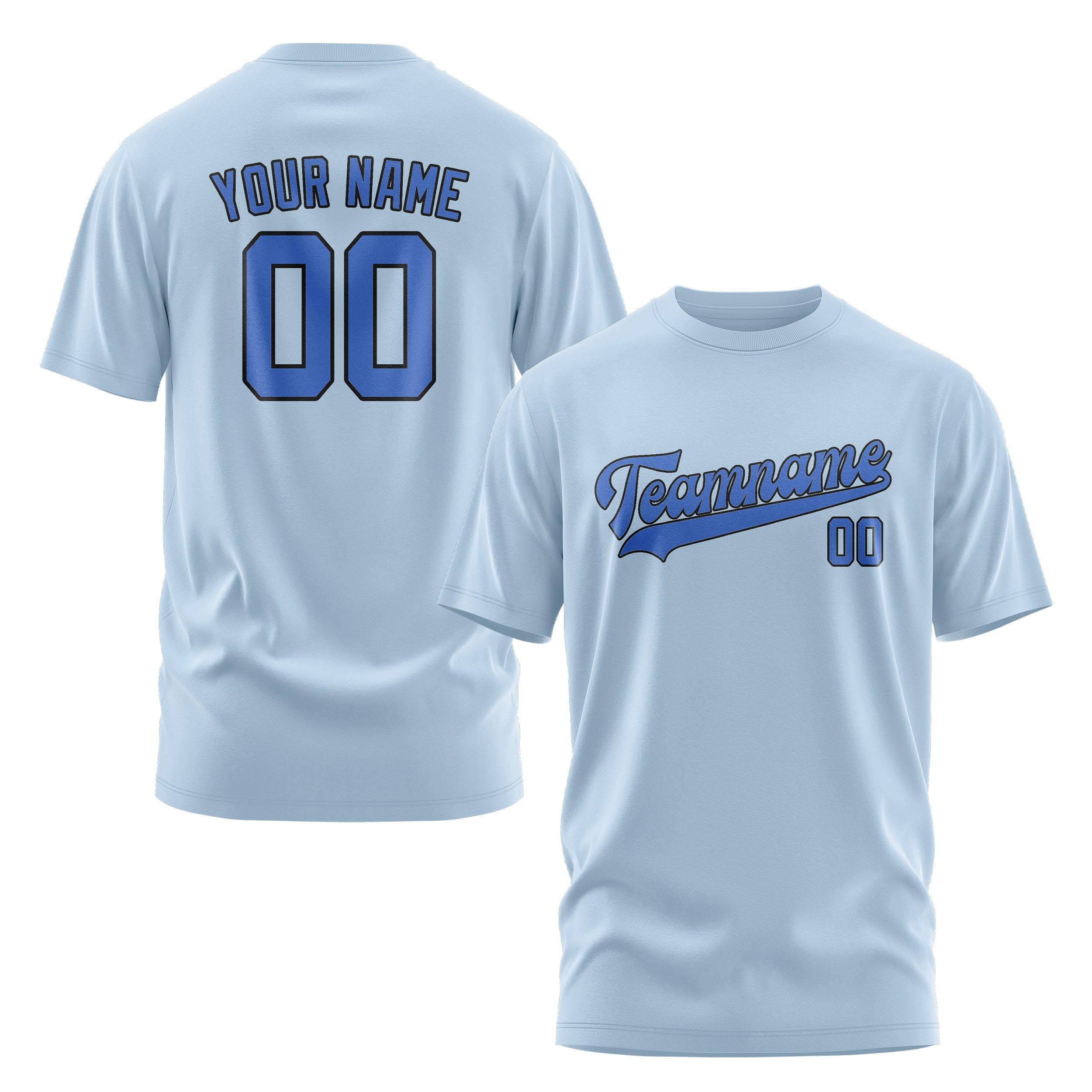 Custom Light Blue Sky Blue T-Shirt