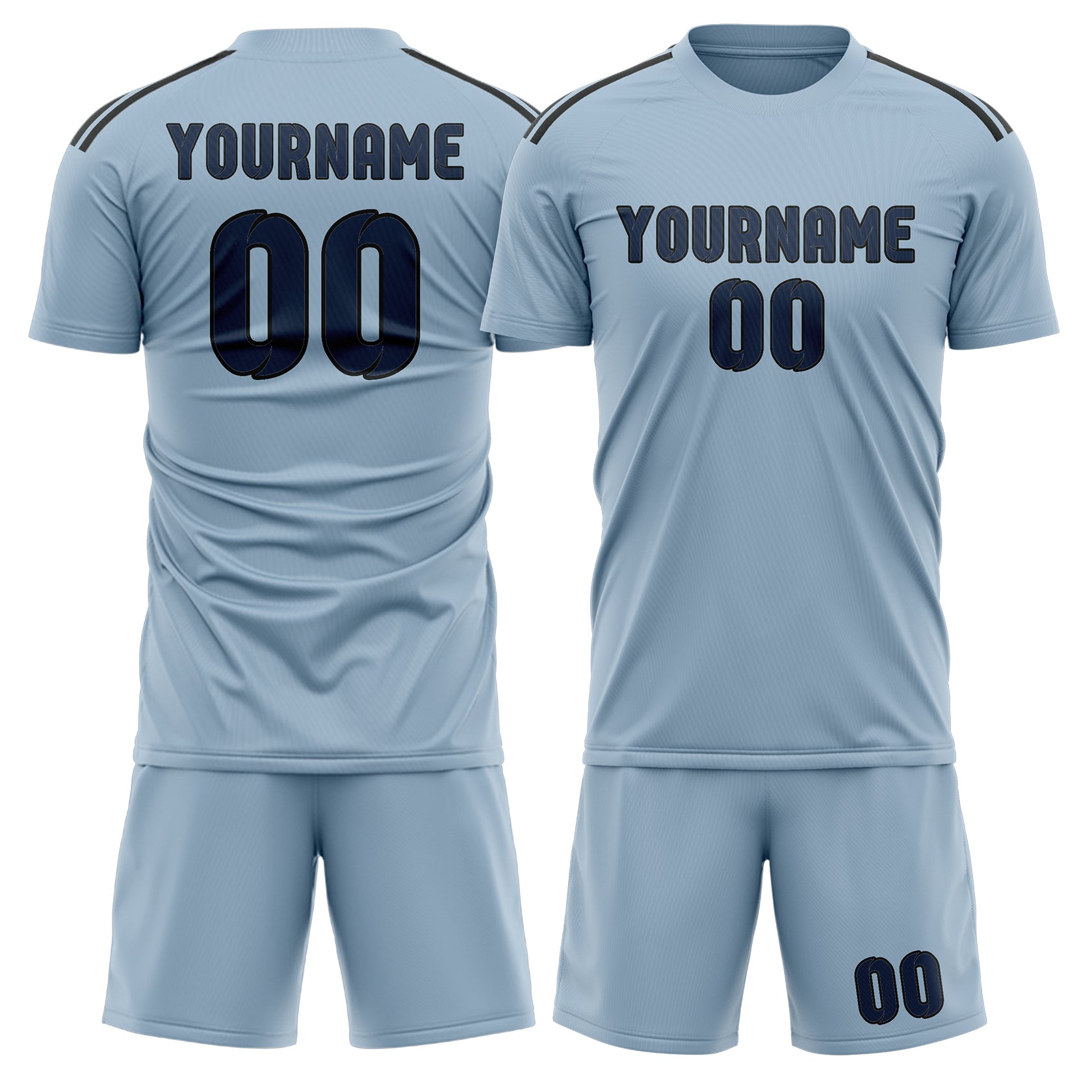 Custom Light Blue Blue Soccer Set