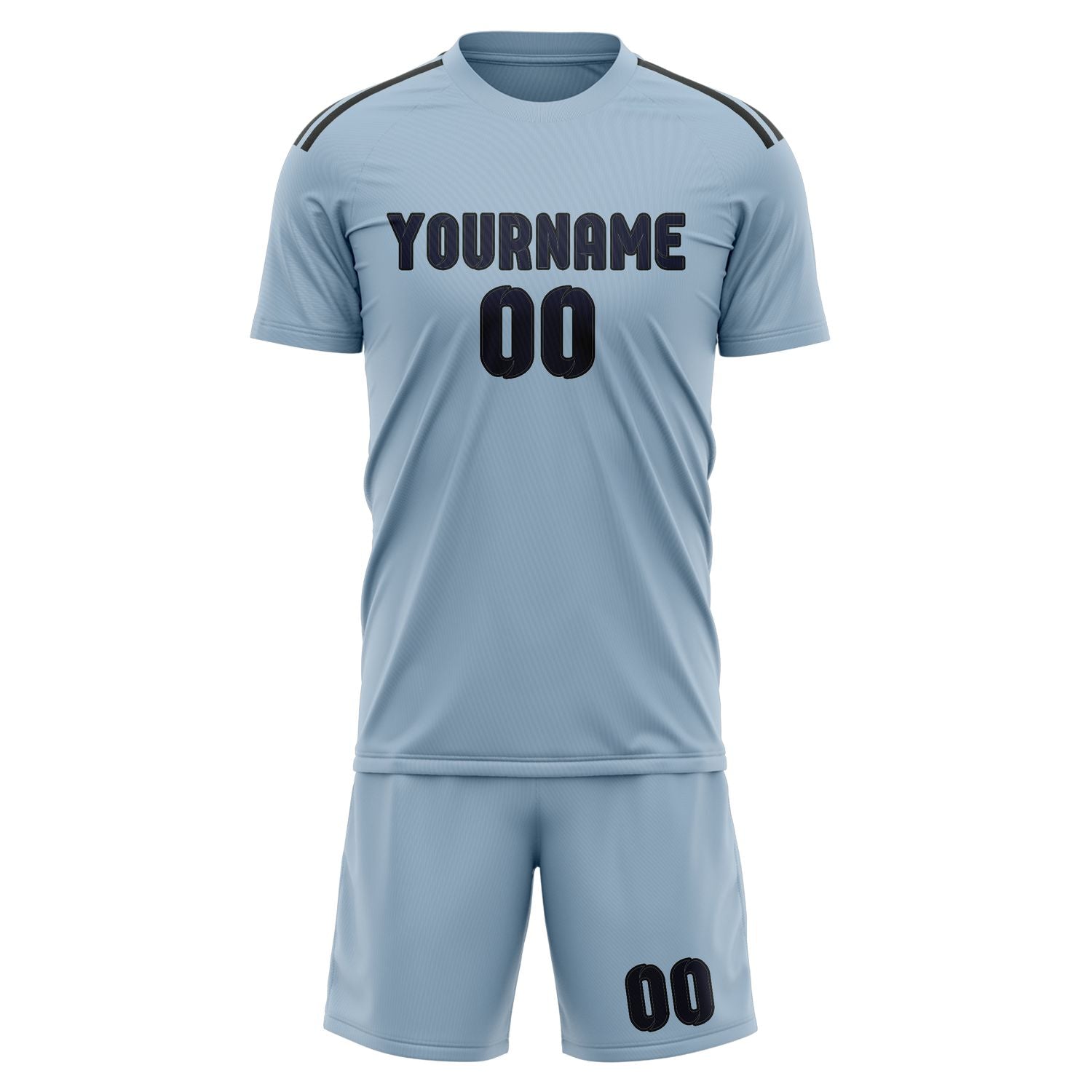 Custom Light Blue Navy Soccer Set