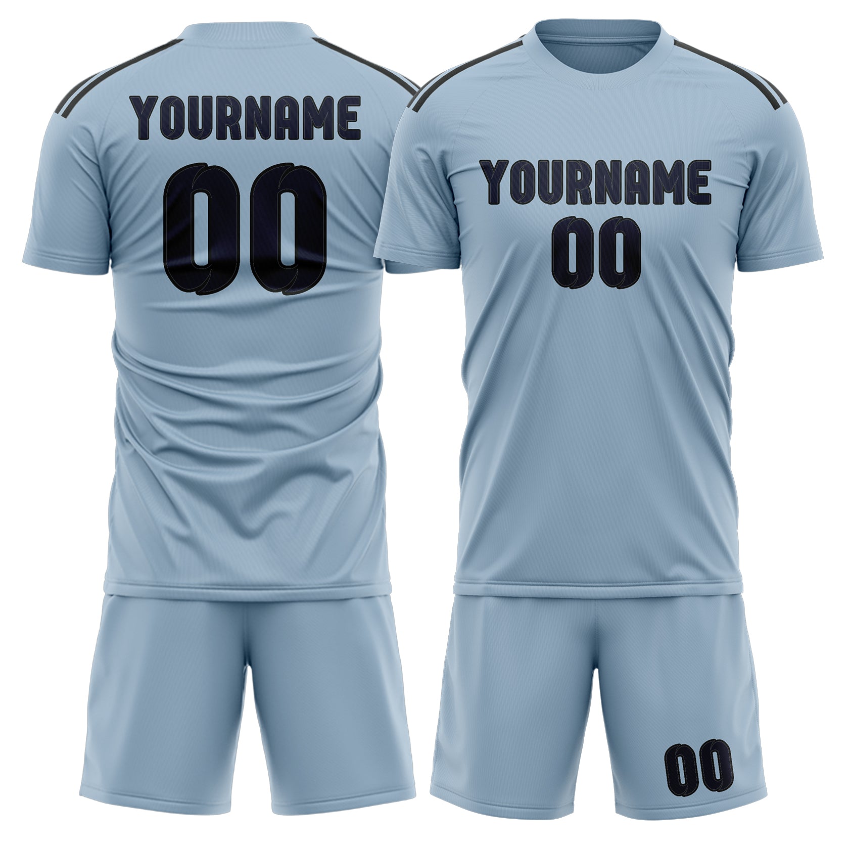 Custom Light Blue Navy Soccer Set