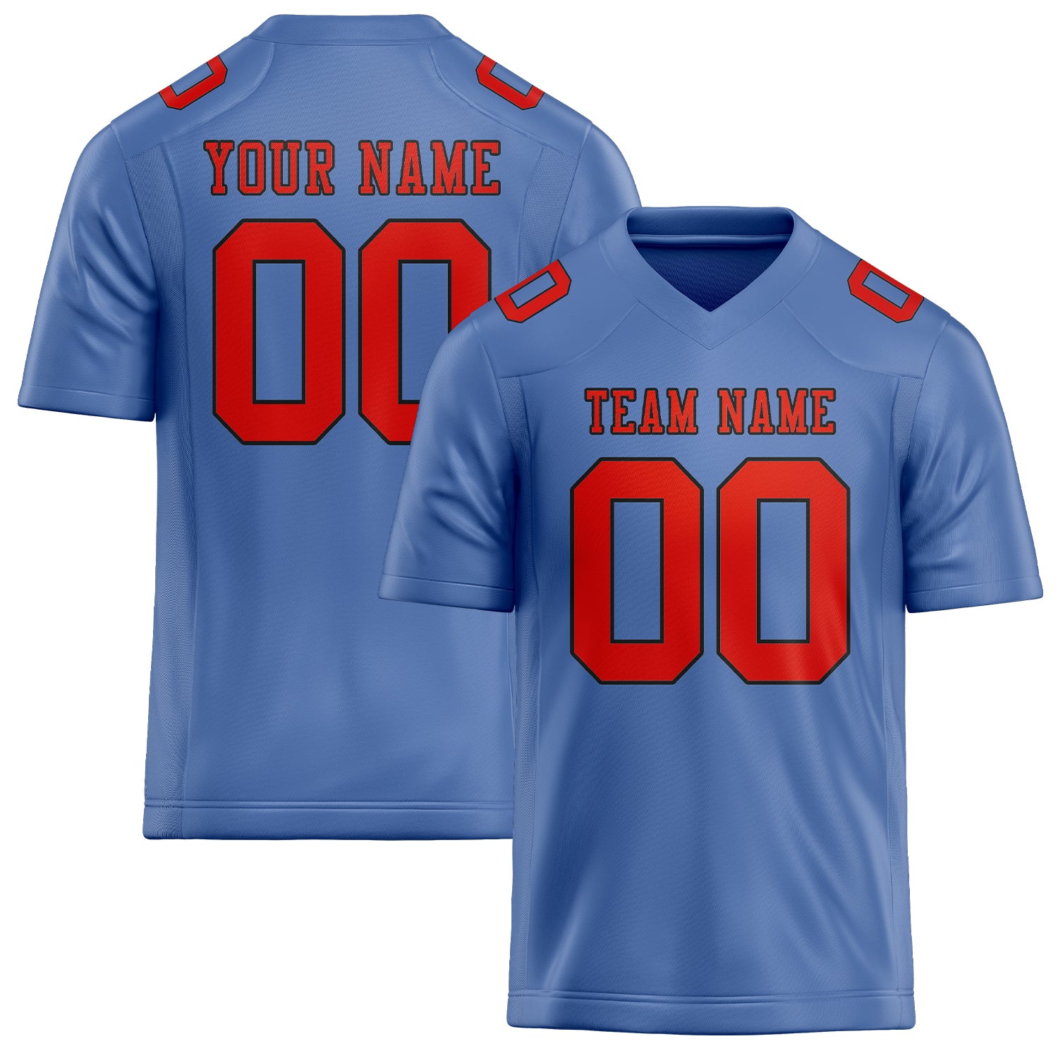 Custom Light Blue Orange Red Football Jersey