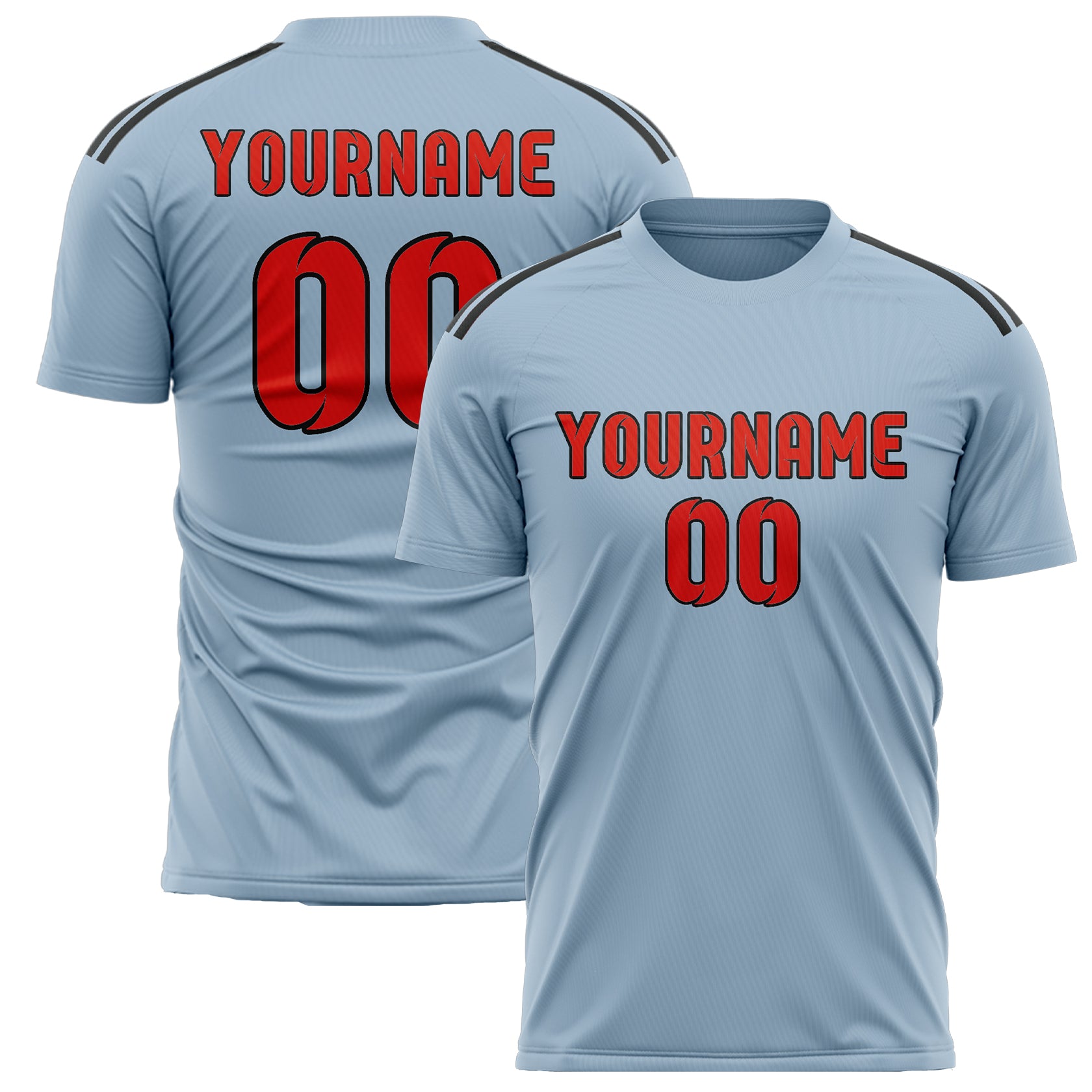 Custom Light Blue Orange Red Soccer Jersey