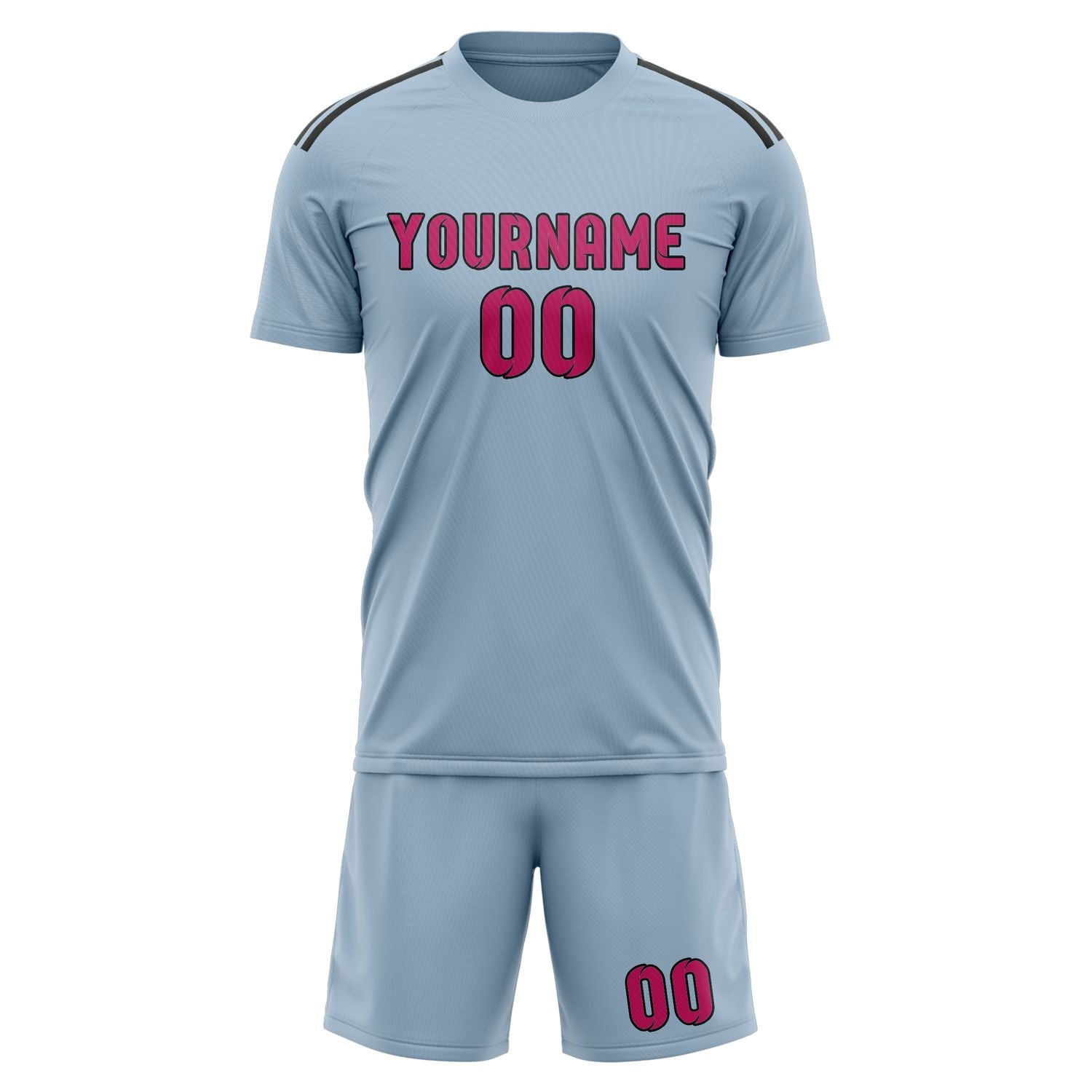 Custom Light Blue Pink Soccer Set