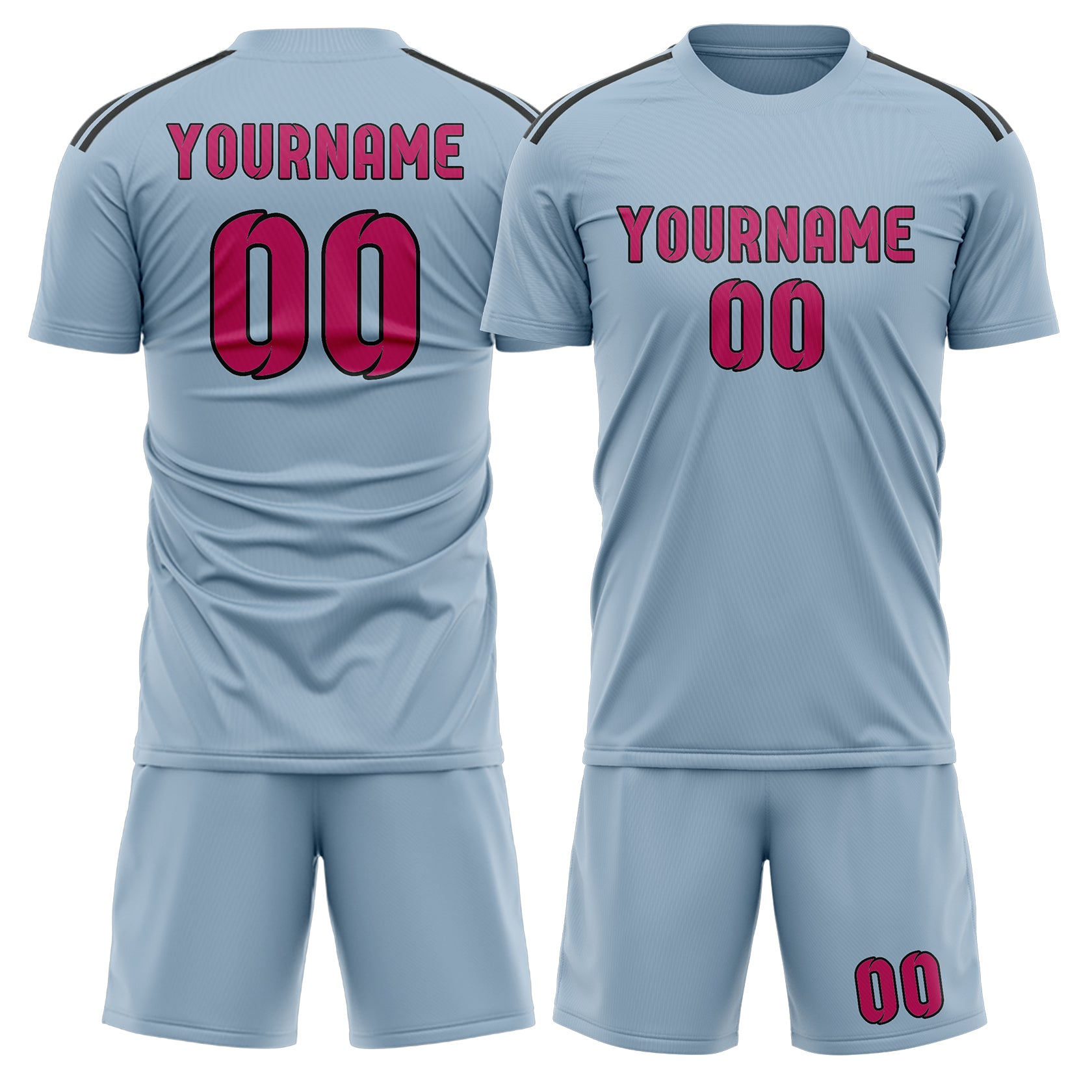 Custom Light Blue Pink Soccer Set