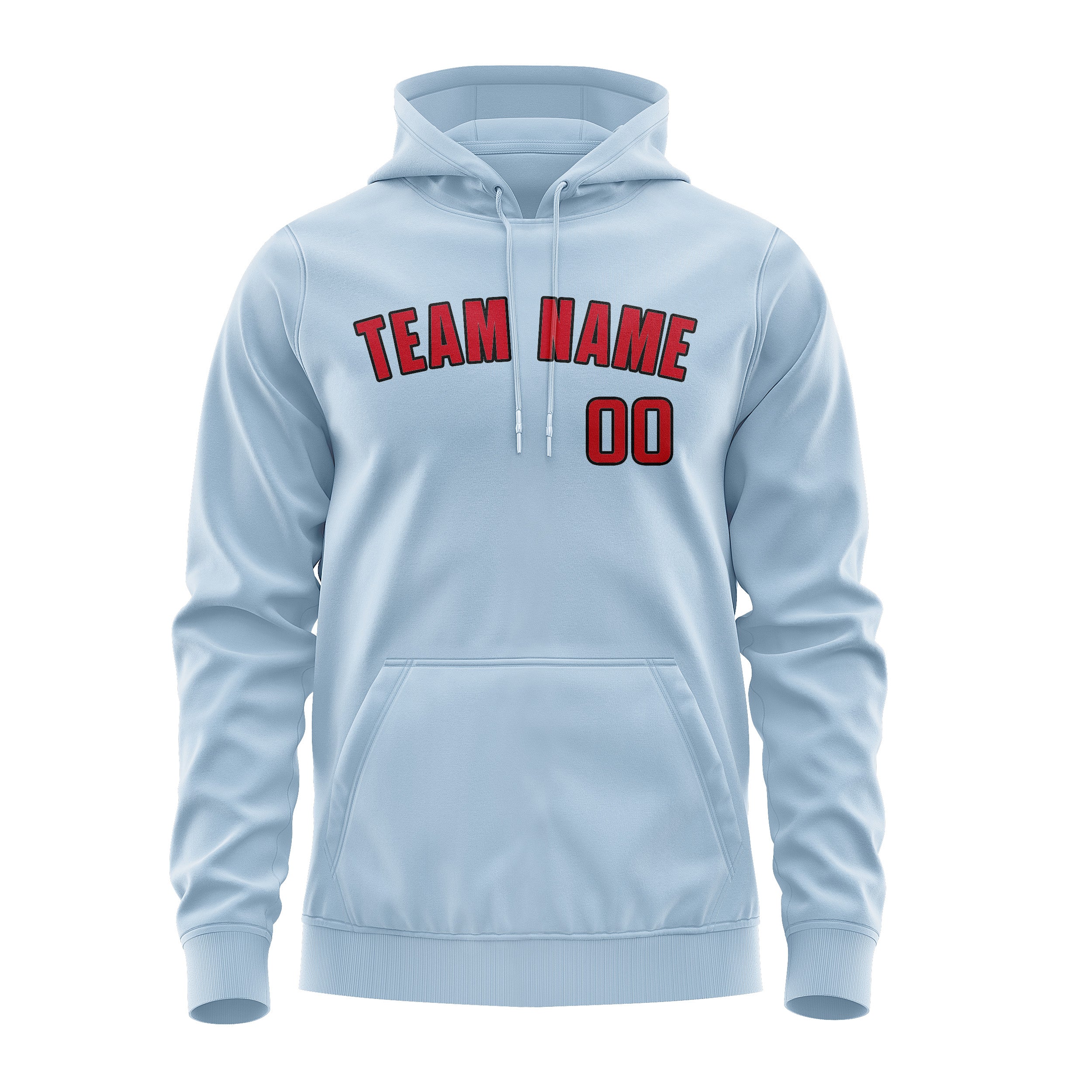 Custom Light Blue Red Hoodie