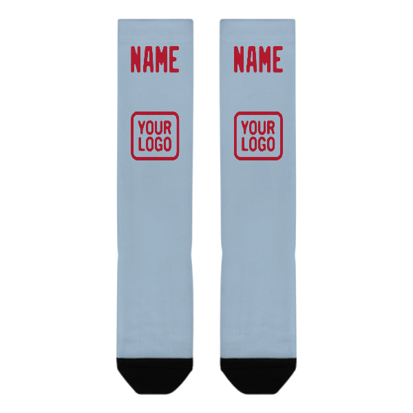 Custom Light Blue Red Knee-High Sock